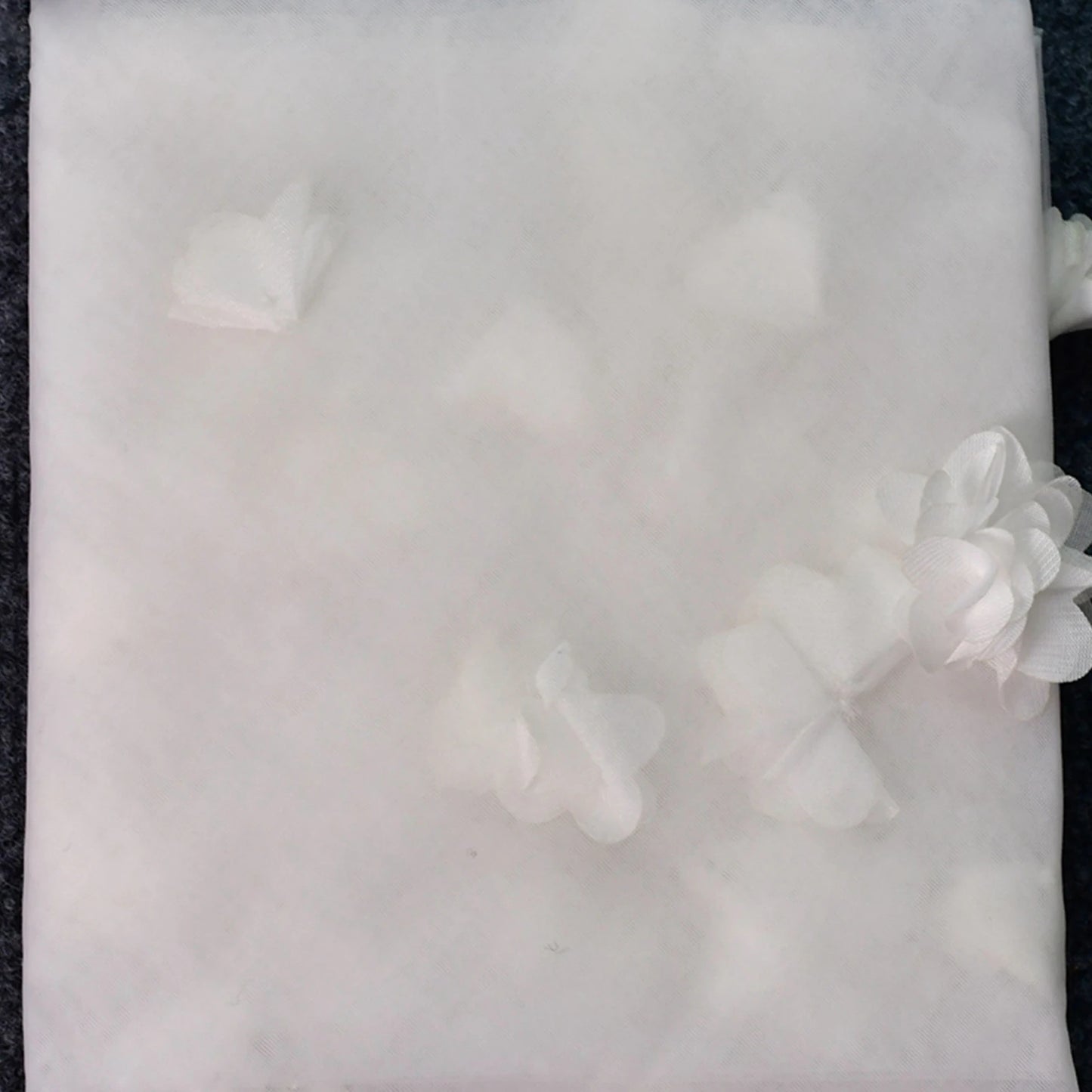 3D Flower Wedding Veil Hip Length Tulle Bridal Veil White Ivory Romantic Elegant