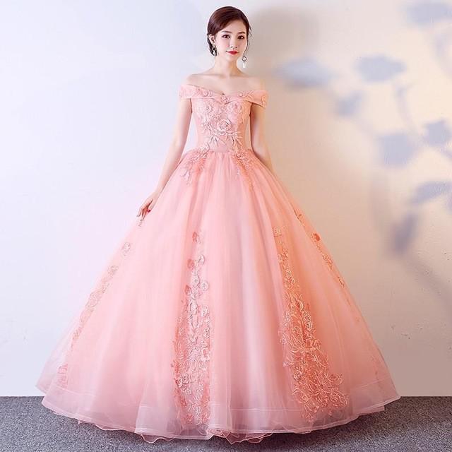 Off Shoulder Ball Gown Classic Lace Embroidery Vintage Evening Dresses Plus Size available - Blossom Wedding