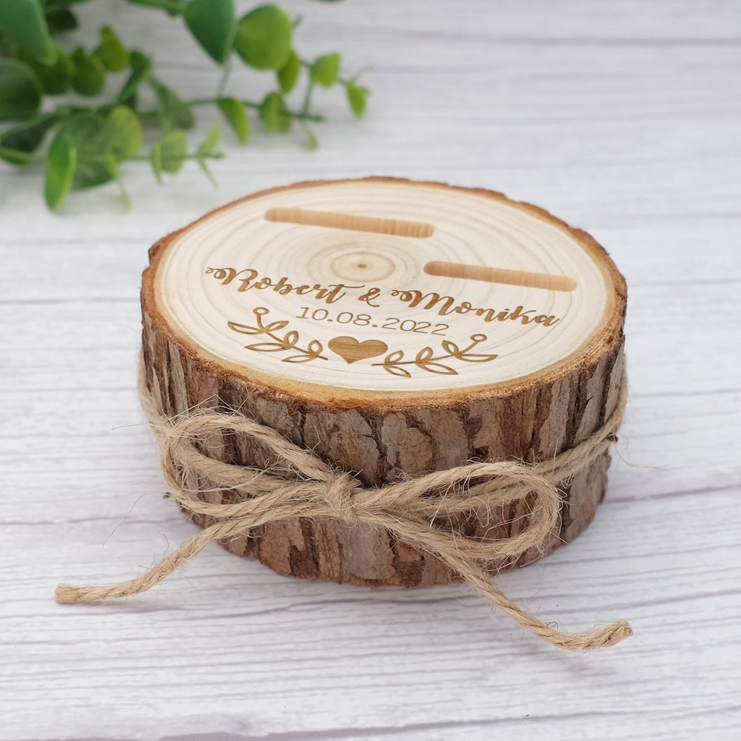 Rustic Wooden Personalized Engagement Box for Wedding Rings Box - Blossom Wedding
