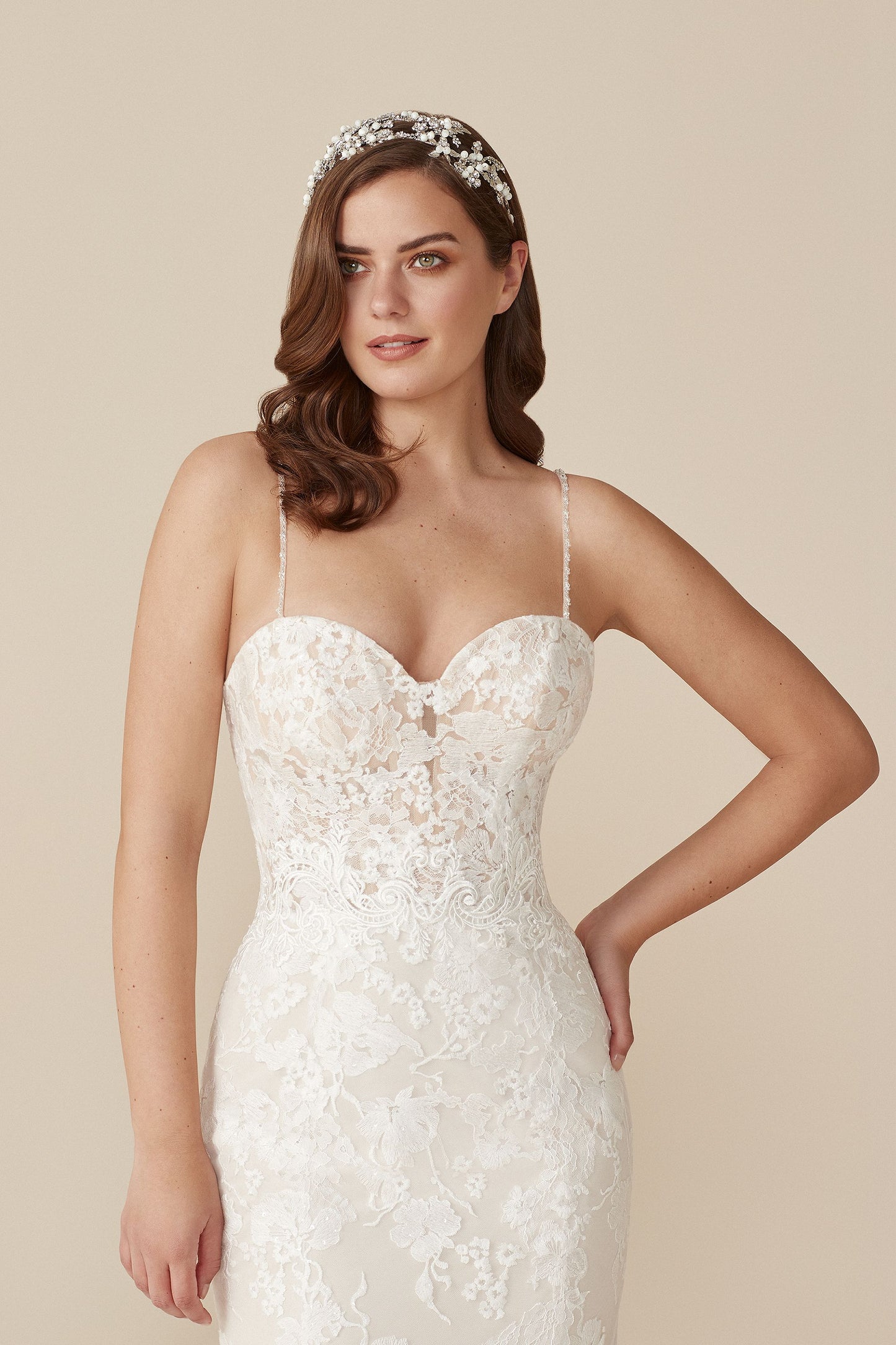 Ruffle Skirt Fit and Flare Dress with Beaded Spaghetti Straps 88248