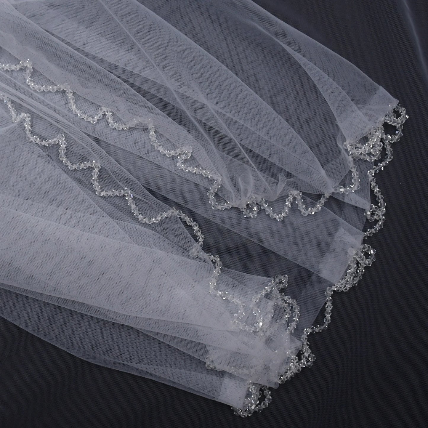Elegant 2 Tier Wedding Veil with Crystal Edge Bridal Veils Cover Front and Back of Wedding Dresses
