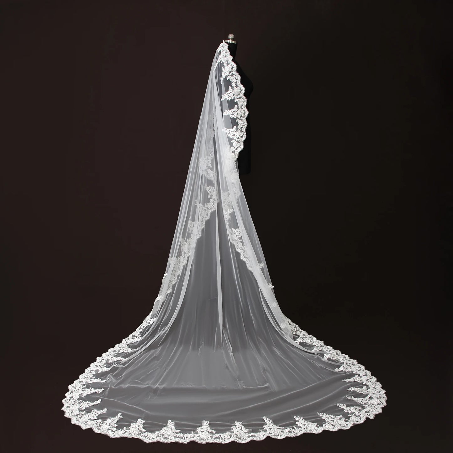 Long Bridal Veils Lace Edge Wedding Veil