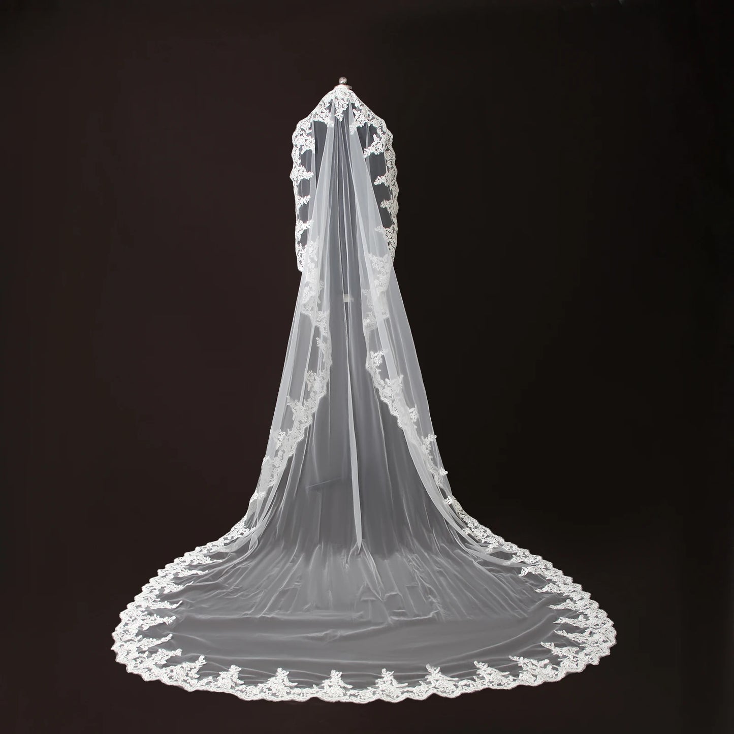 Long Bridal Veils Lace Edge Wedding Veil