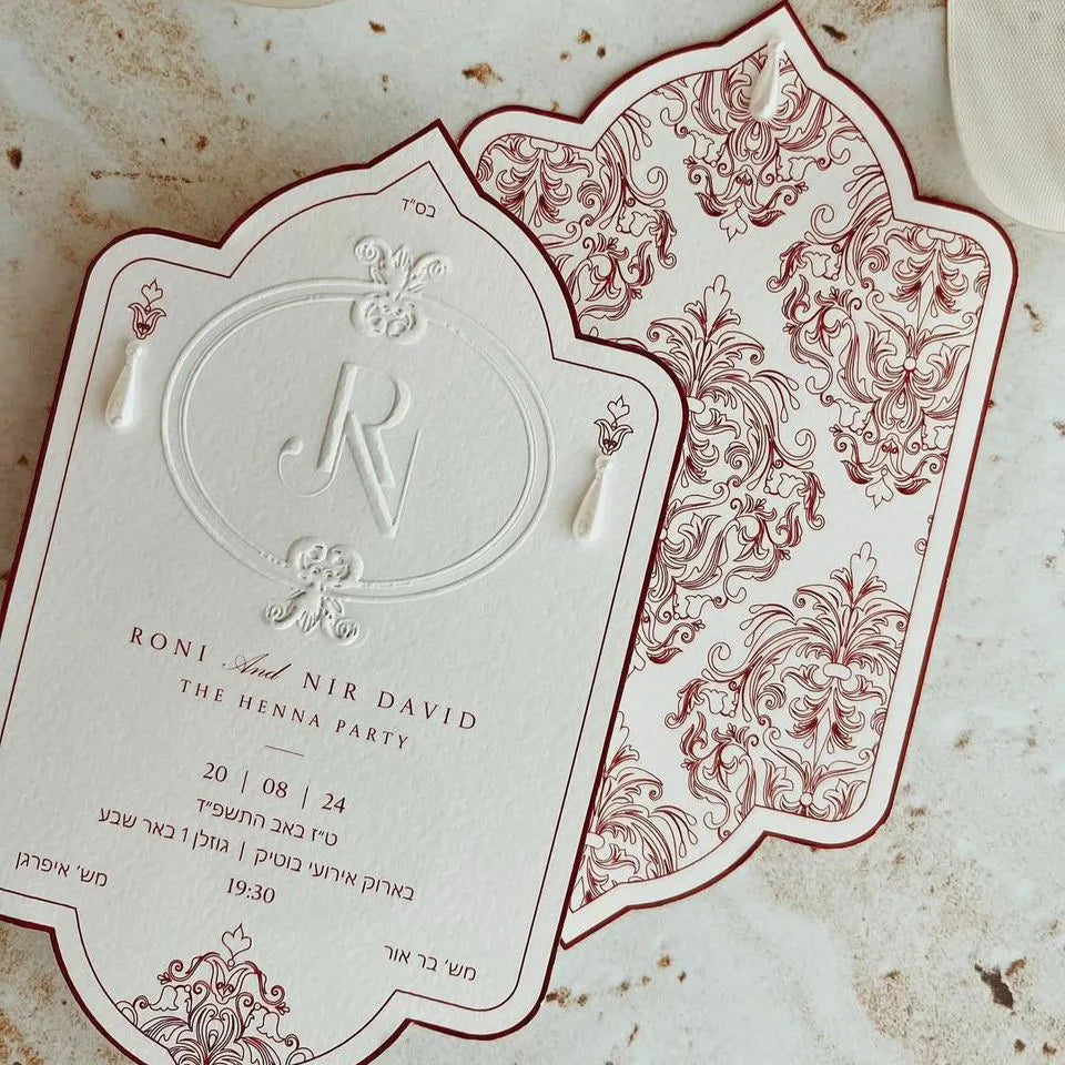 600GSM White Cotton Paper Letterpress Customized Design Top Upscale Wedding Invitation Cards Personalized