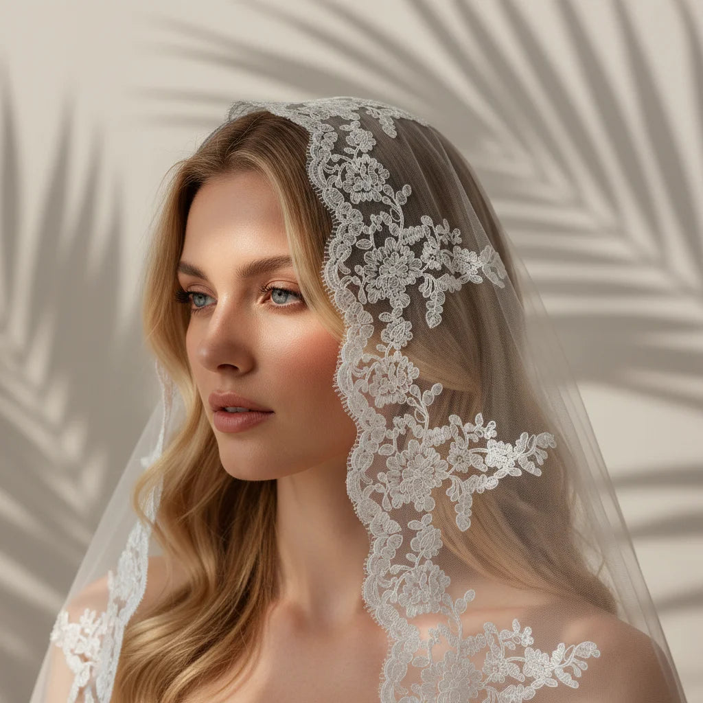 Long Bridal Veils Lace Edge Wedding Veil