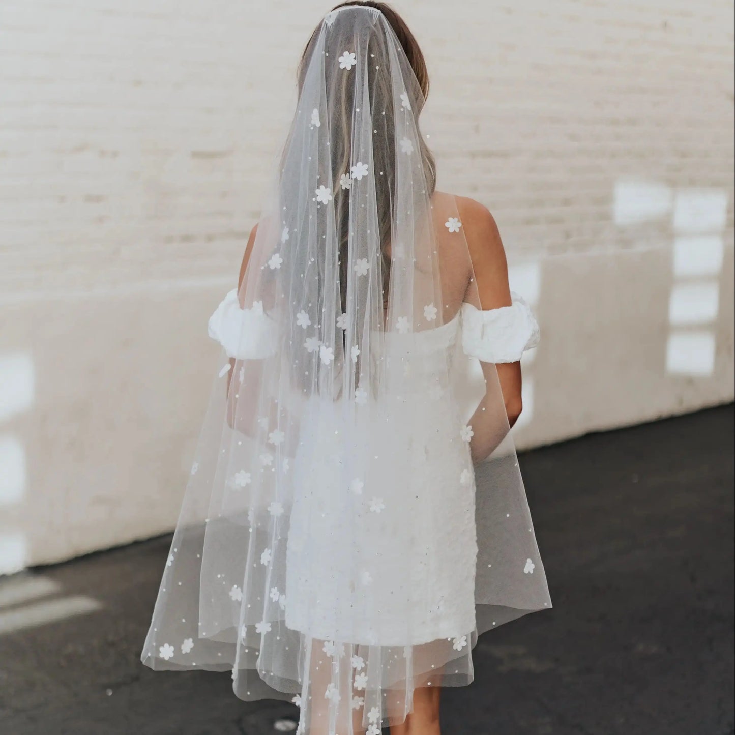 Double-layer bride wedding veil flower bride veil beach vacation style