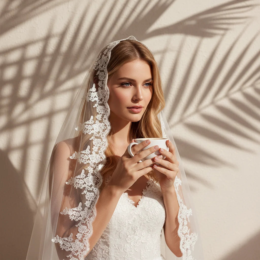 Long Bridal Veils Lace Edge Wedding Veil