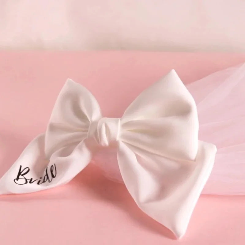 1pcs White Bride Bow Veil