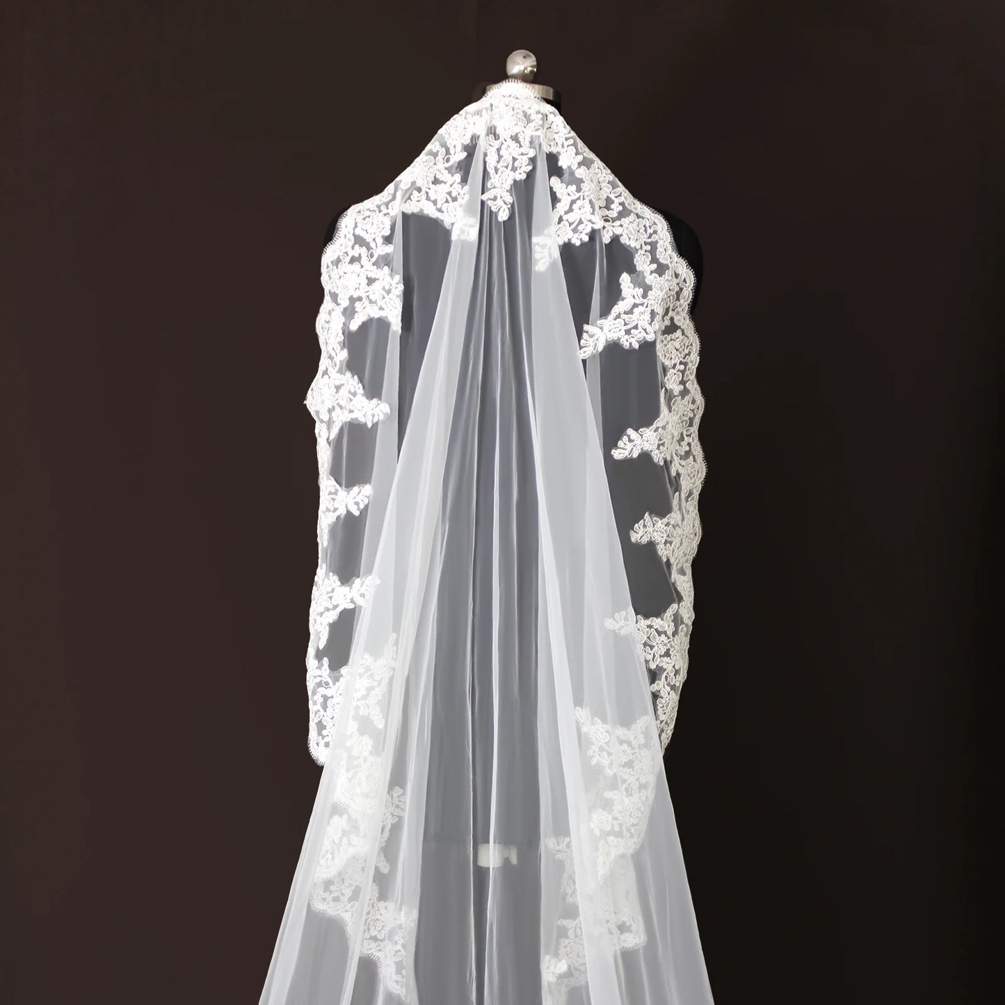 Long Bridal Veils Lace Edge Wedding Veil