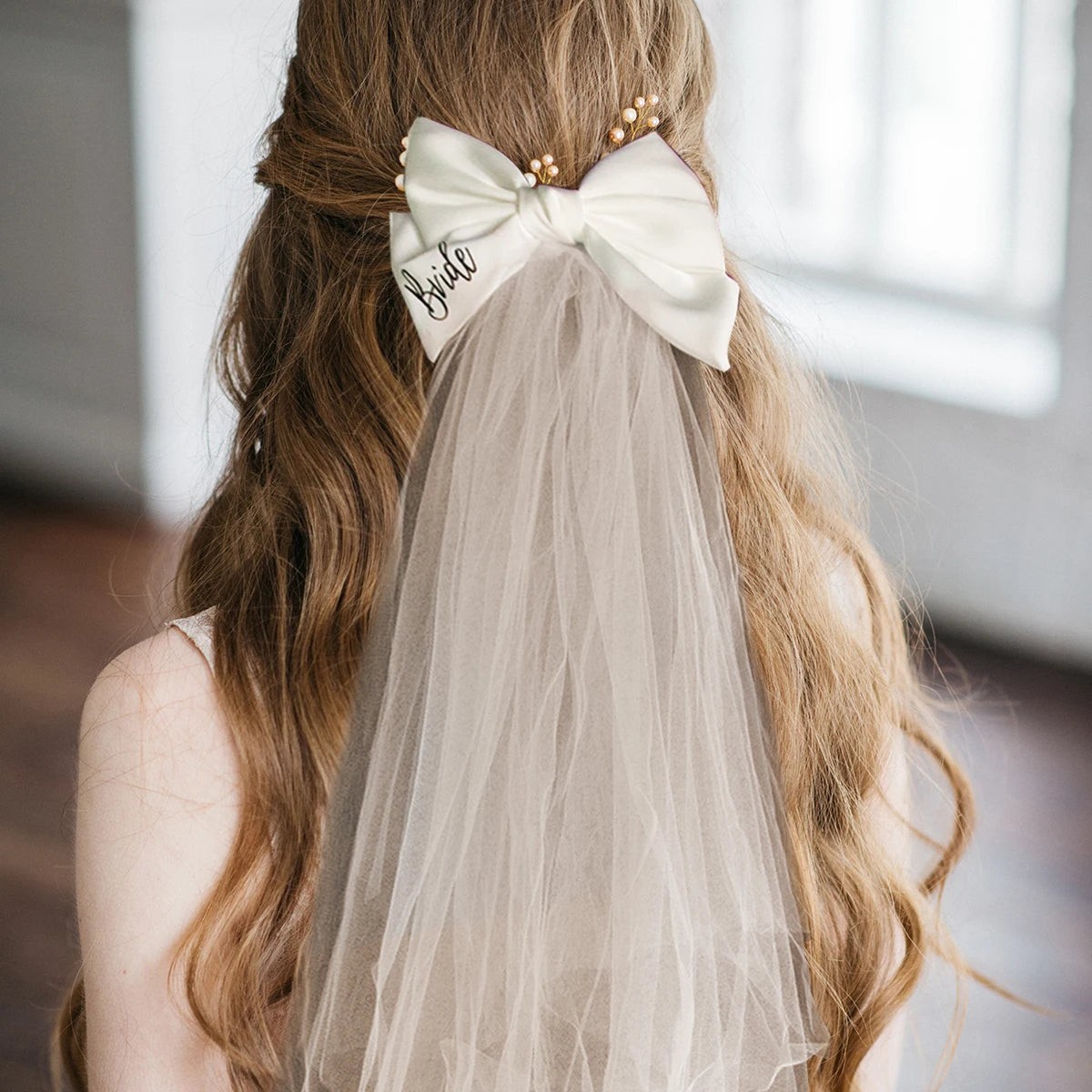 1pcs White Bride Bow Veil
