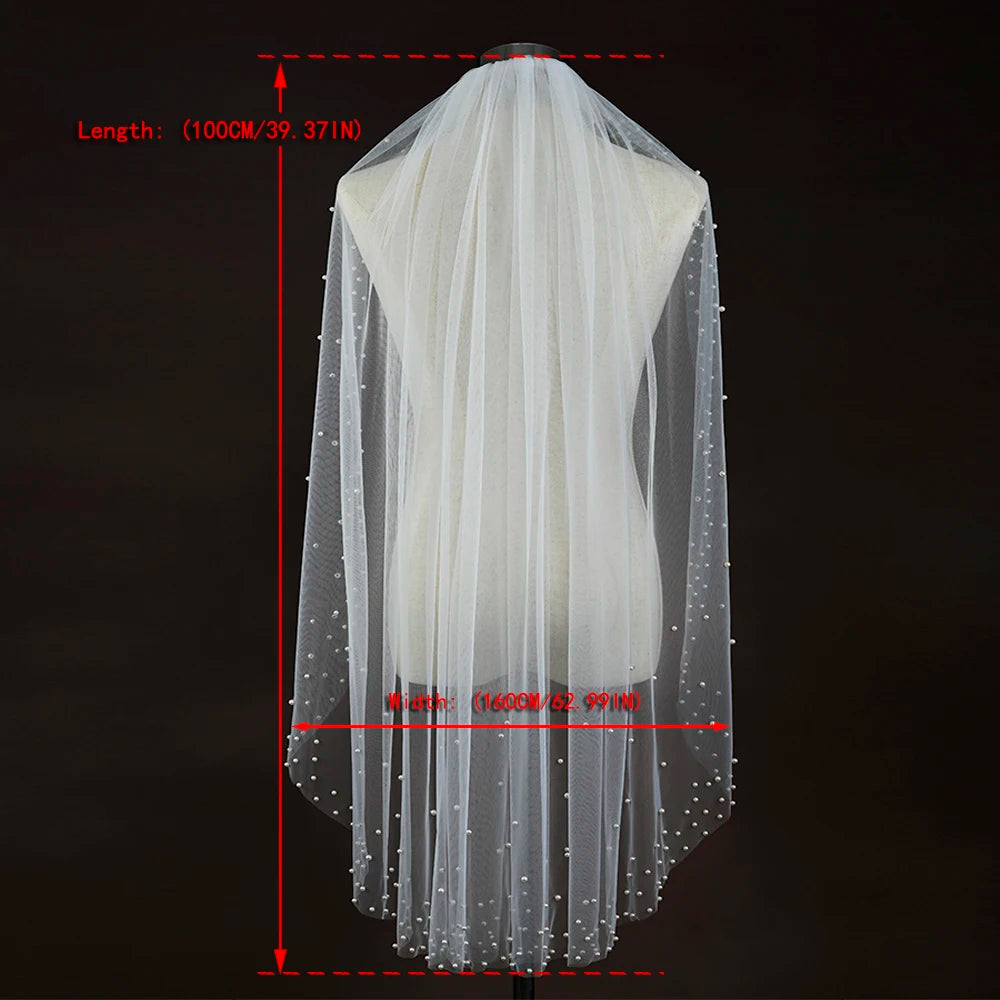 Romantic Pearl Dot Tulle Wedding Veil for Brides with Lightweight Design Subtle Beaded