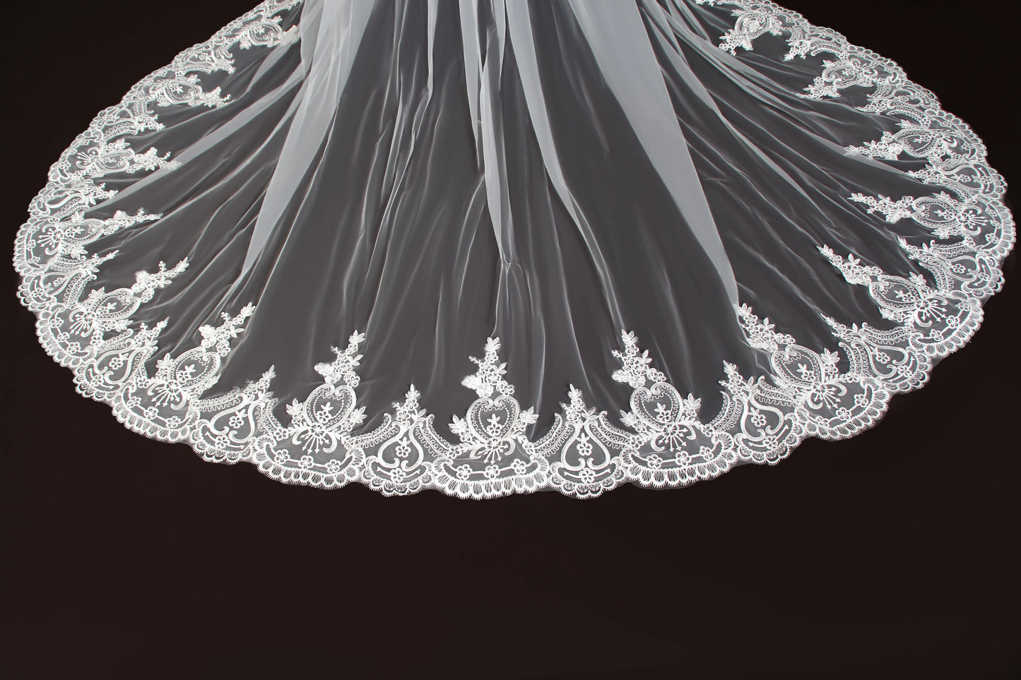 Cathedral Bridal Wedding Veil Lace Trimmed Luxurious 300cm Long Train