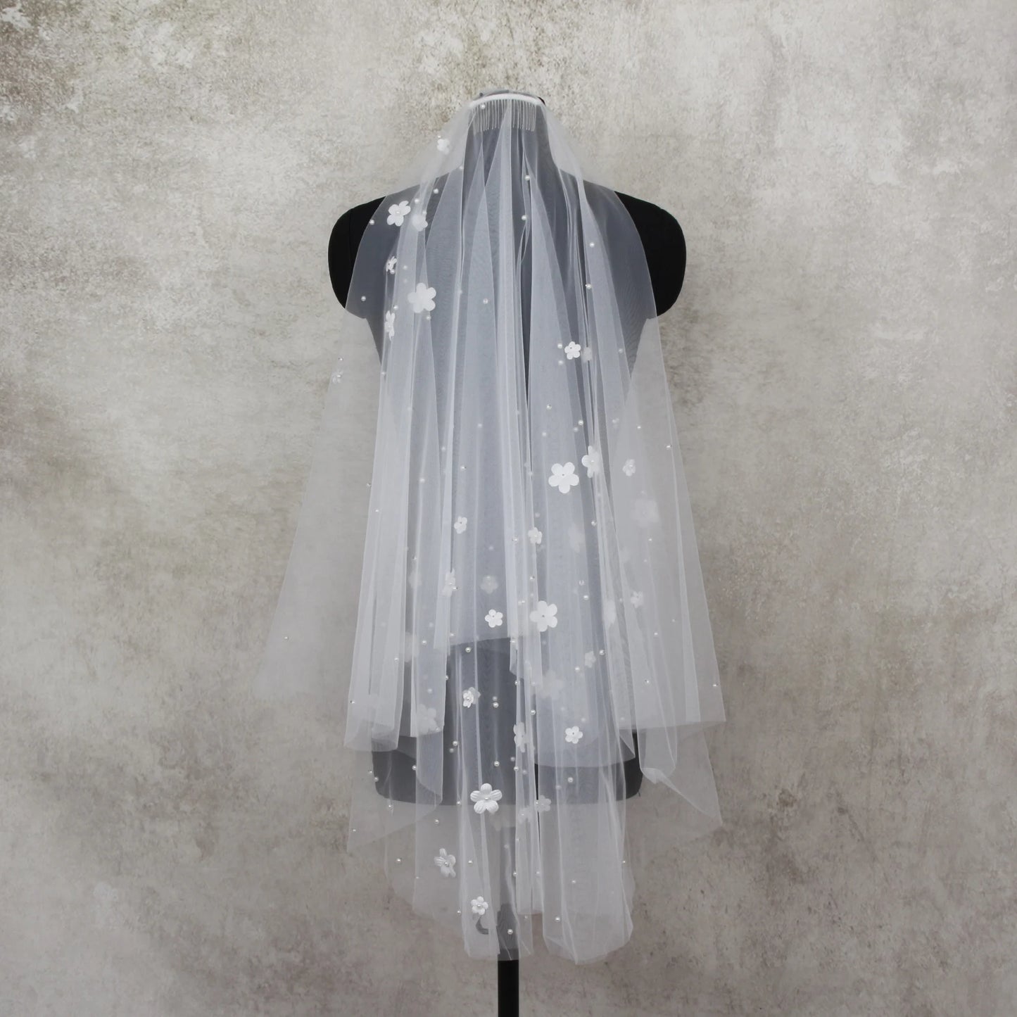 Double-layer bride wedding veil flower bride veil beach vacation style