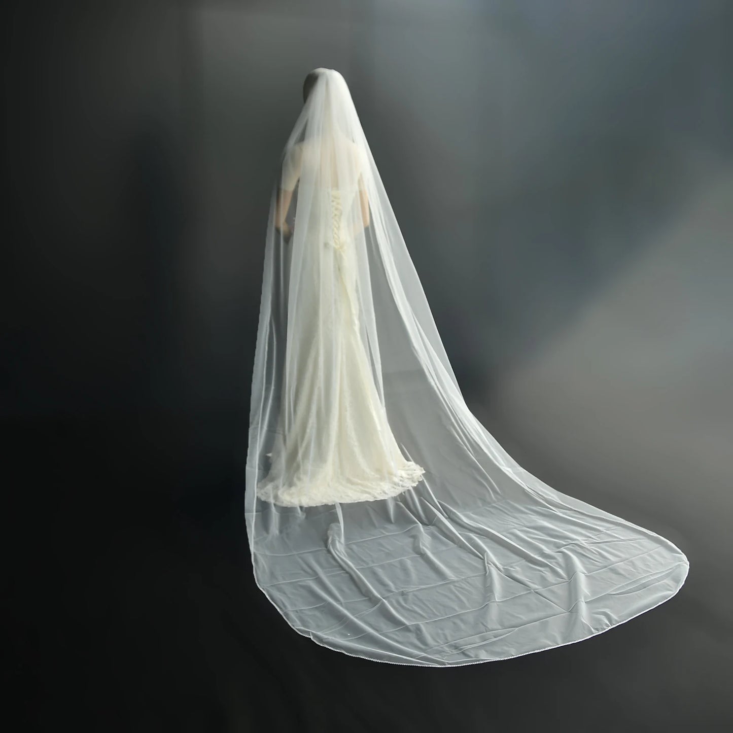 Wedding Veil Sparkling Diamond Chain Edge Bride Veil Rhinestones Long with Comb 1 Tier
