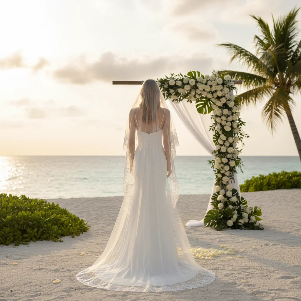 Cathedral Length Bridal Veil with Intricate Lace 2 Tier Wedding Veil