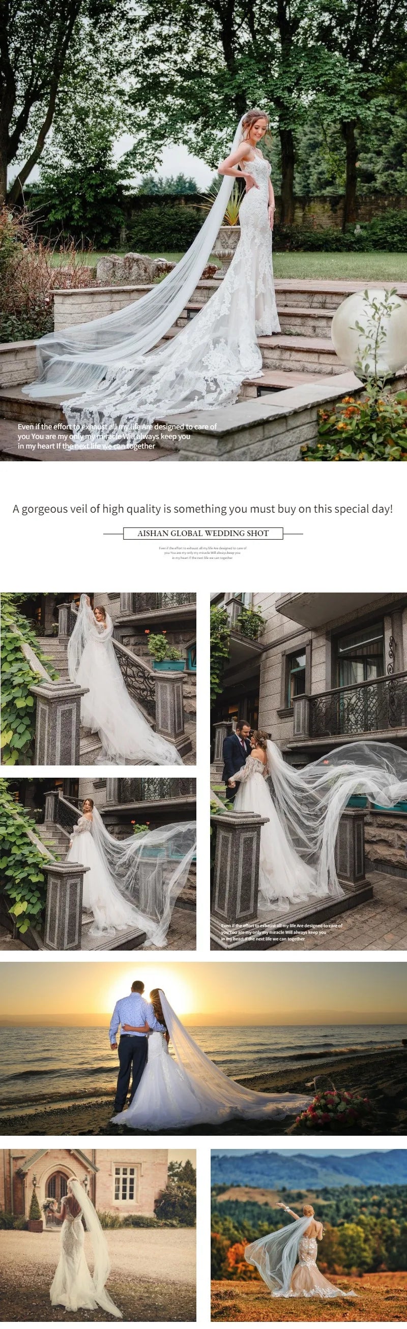 Elegant Single Tier Cathedral Wedding Veil with Comb Simple Cut Edge Long Bridal Tulle in Silk White Plain Soft Tulle G30