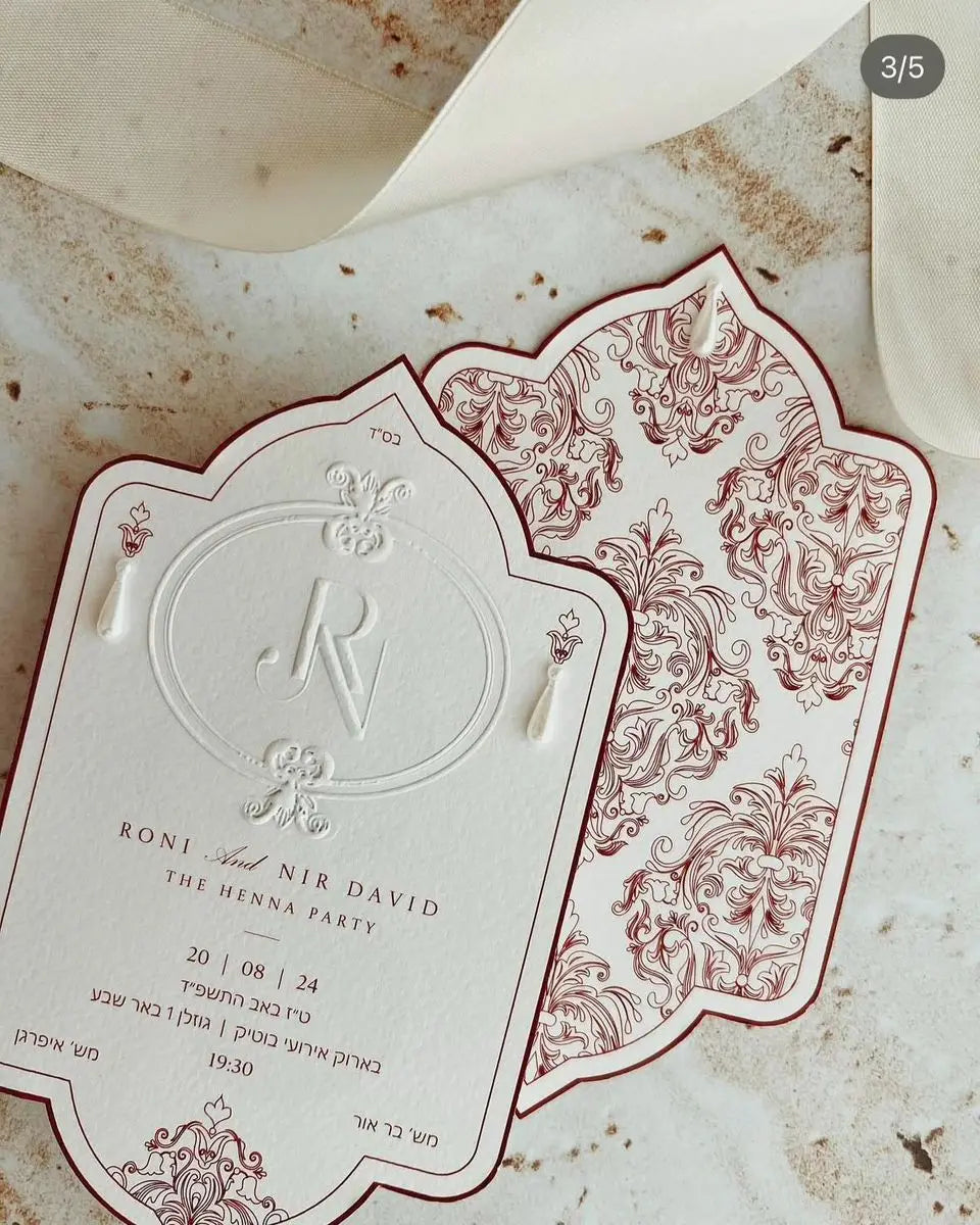 600GSM White Cotton Paper Letterpress Customized Design Top Upscale Wedding Invitation Cards Personalized