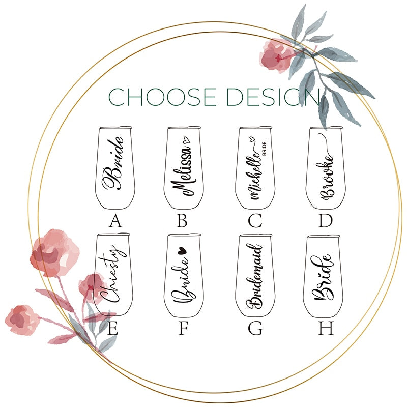 Custom Tumblers Personalized Bridesmaid Gifts Stainless Steel Wine Tumbler for Bachelorette Party - Blossom Wedding