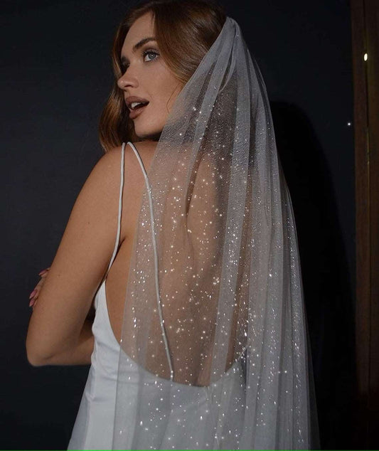 Beautiful Long Wedding Sparking Bridal Veils - Blossom Wedding