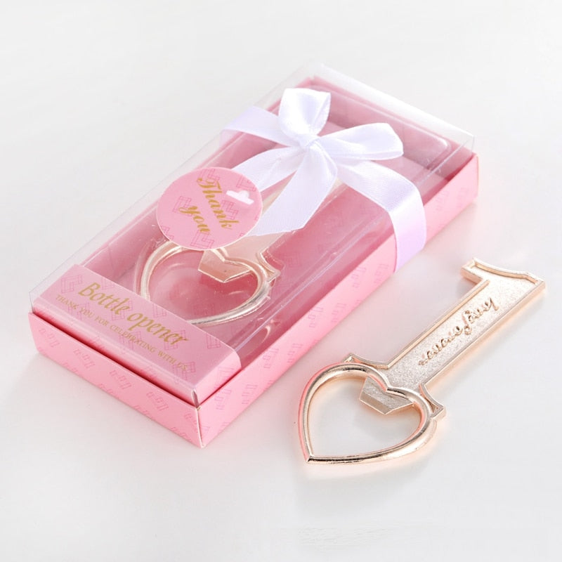 10 PCS Heart Shape Bottle Opener with Pink /Blue Box - Blossom Wedding