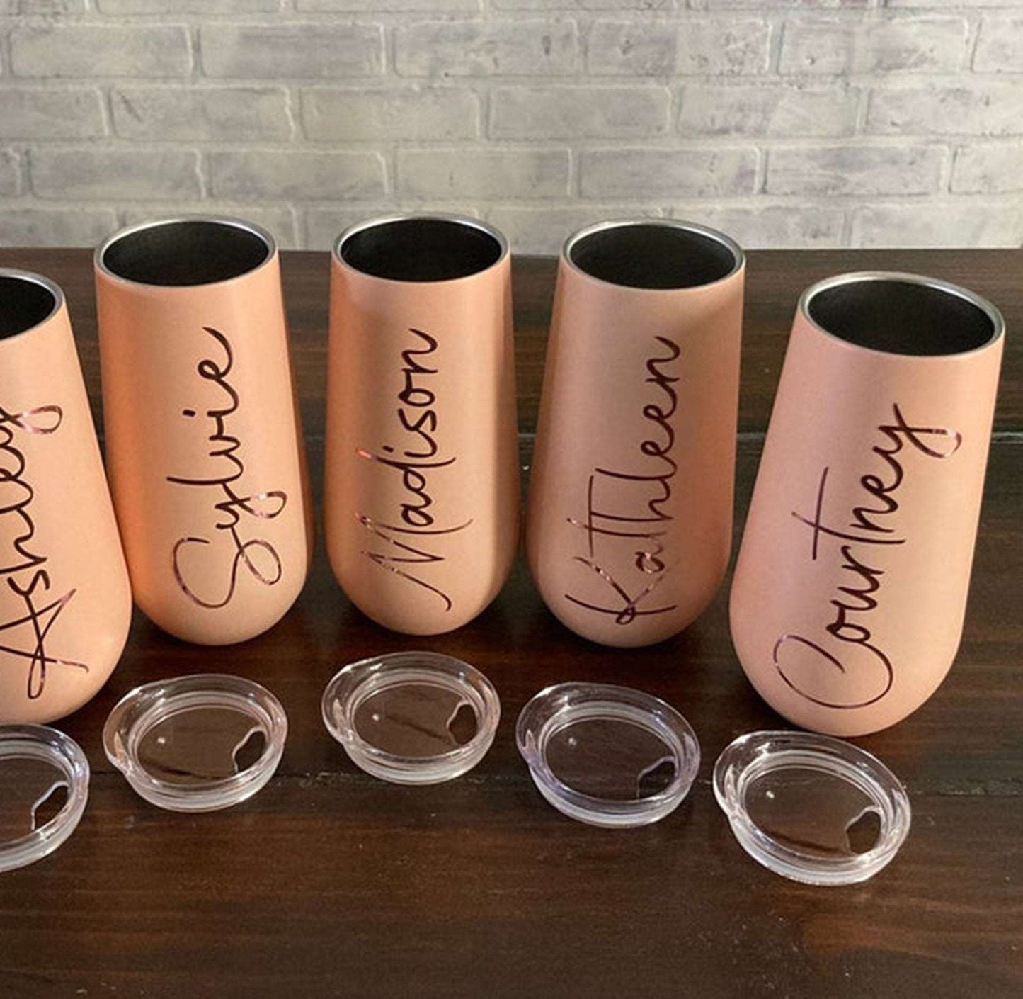 Custom Tumblers Personalized Bridesmaid Gifts Stainless Steel Wine Tumbler for Bachelorette Party - Blossom Wedding