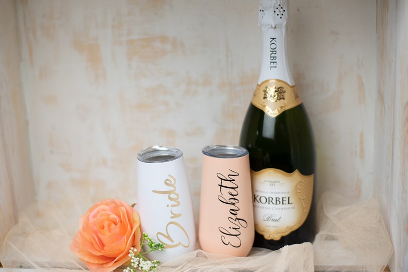 Custom Tumblers Personalized Bridesmaid Gifts Stainless Steel Wine Tumbler for Bachelorette Party - Blossom Wedding