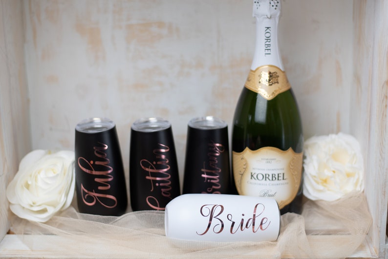 Custom Tumblers Personalized Bridesmaid Gifts Stainless Steel Wine Tumbler for Bachelorette Party - Blossom Wedding