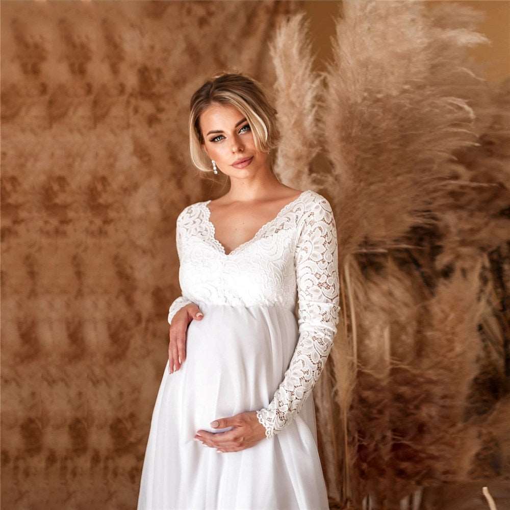 Lace White Maternity Dresses For Baby Shower and Wedding - Blossom Wedding
