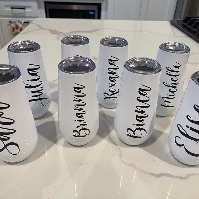 Custom Tumblers Personalized Bridesmaid Gifts Stainless Steel Wine Tumbler for Bachelorette Party - Blossom Wedding