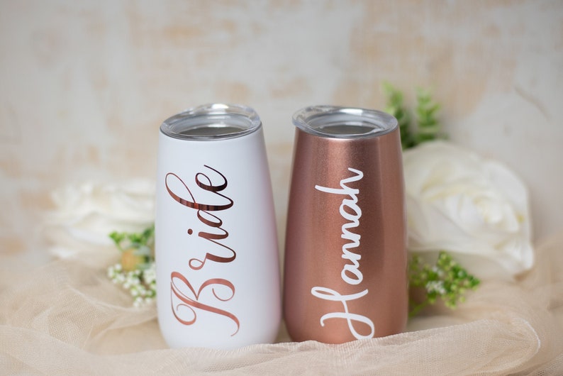 Custom Tumblers Personalized Bridesmaid Gifts Stainless Steel Wine Tumbler for Bachelorette Party - Blossom Wedding