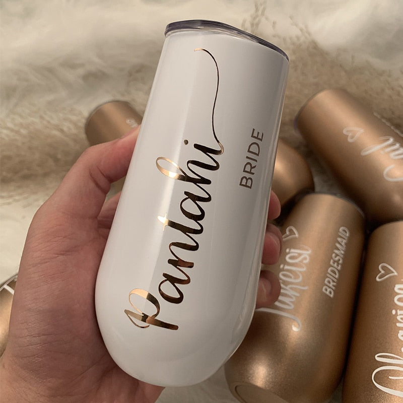 Custom Tumblers Personalized Bridesmaid Gifts Stainless Steel Wine Tumbler for Bachelorette Party - Blossom Wedding