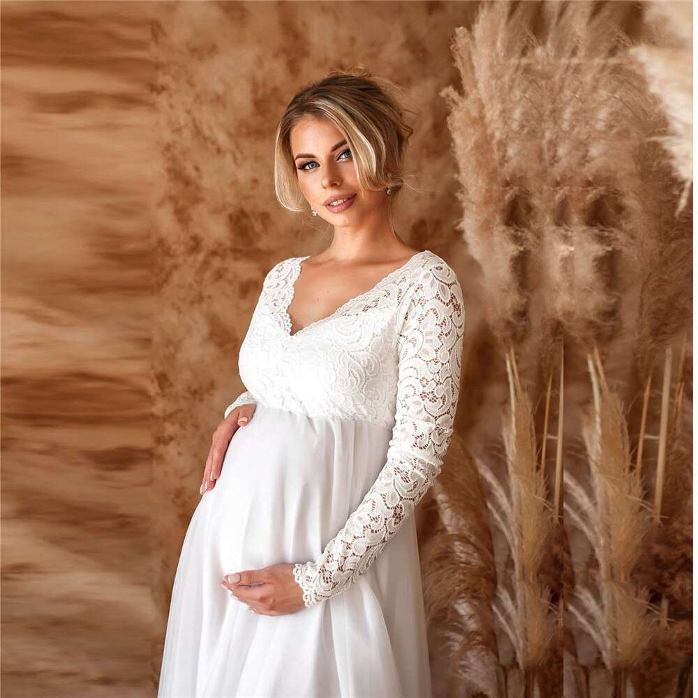 Lace White Maternity Dresses For Baby Shower and Wedding - Blossom Wedding