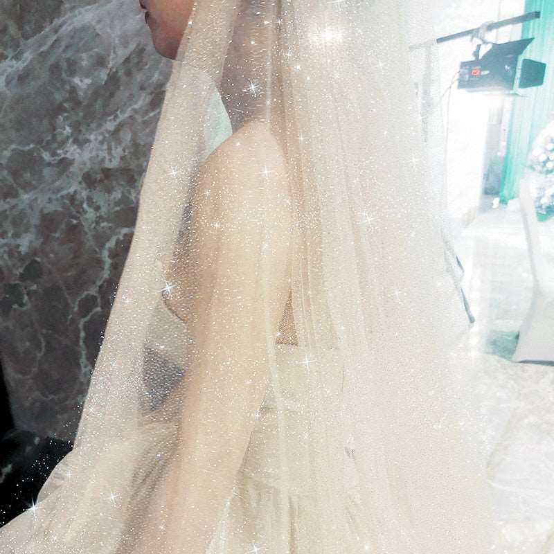 Beautiful Long Wedding Sparking Bridal Veils - Blossom Wedding