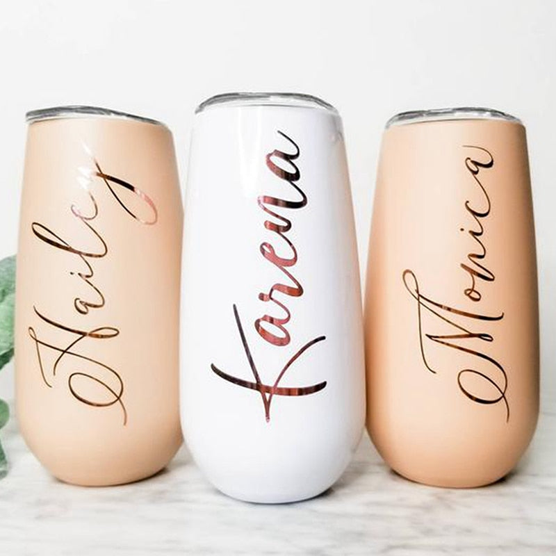 Custom Tumblers Personalized Bridesmaid Gifts Stainless Steel Wine Tumbler for Bachelorette Party - Blossom Wedding