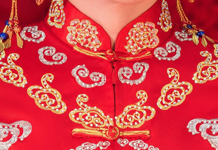 Bride Wedding Dress Exquisite Phoenix Embroidery Cheongsam Oriental Chinese Style Bride Costume Toast Clothing - Blossom Wedding