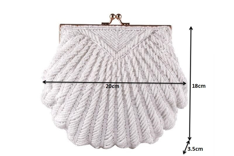 Pearl Beaded Shell Chain Bridal Clutch Bags Wedding Handbag - Blossom Wedding