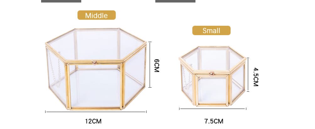 Hexagonal Glass Ring Box Geometrical Clear Jewelry Flower Ring Holder - Blossom Wedding