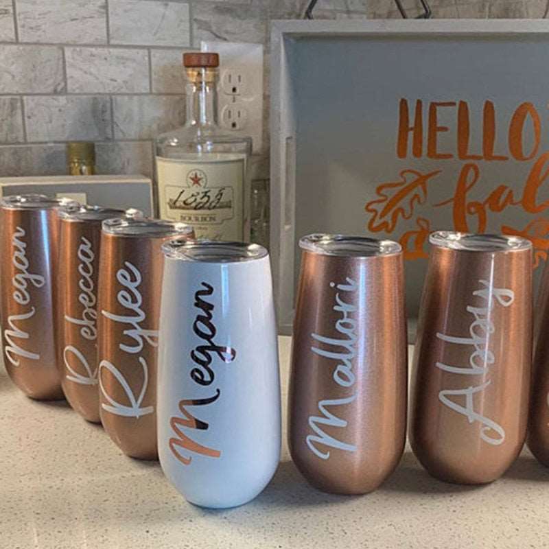 Custom Tumblers Personalized Bridesmaid Gifts Stainless Steel Wine Tumbler for Bachelorette Party - Blossom Wedding