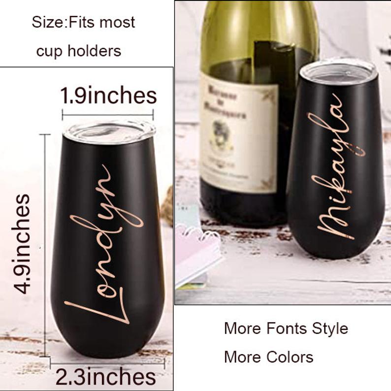 Custom Tumblers Personalized Bridesmaid Gifts Stainless Steel Wine Tumbler for Bachelorette Party - Blossom Wedding