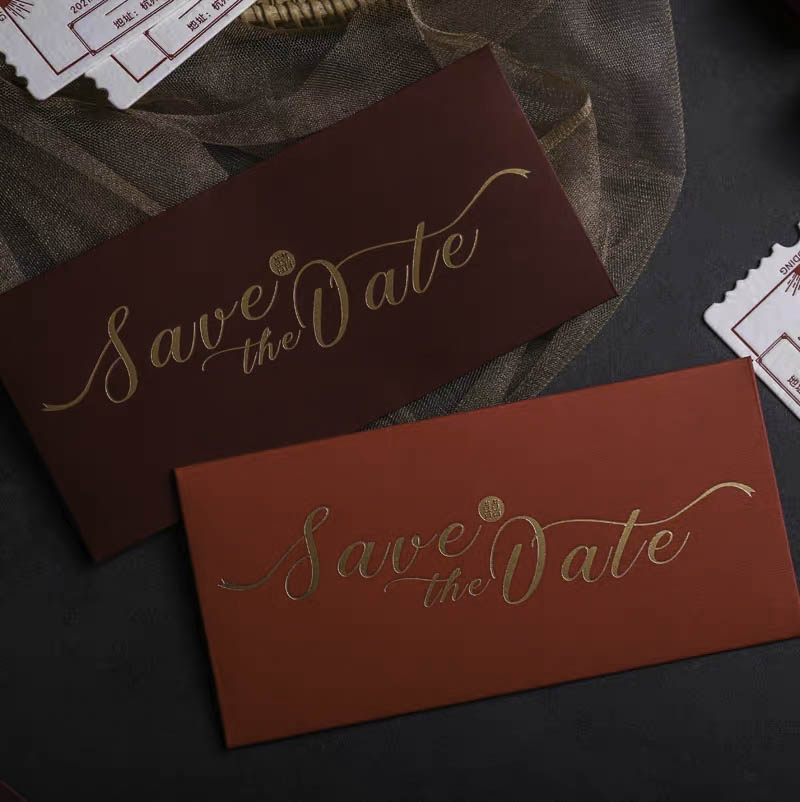 40 PCS Letterpress Cotton Invites with Double Happiness Pocket Design - Blossom Wedding