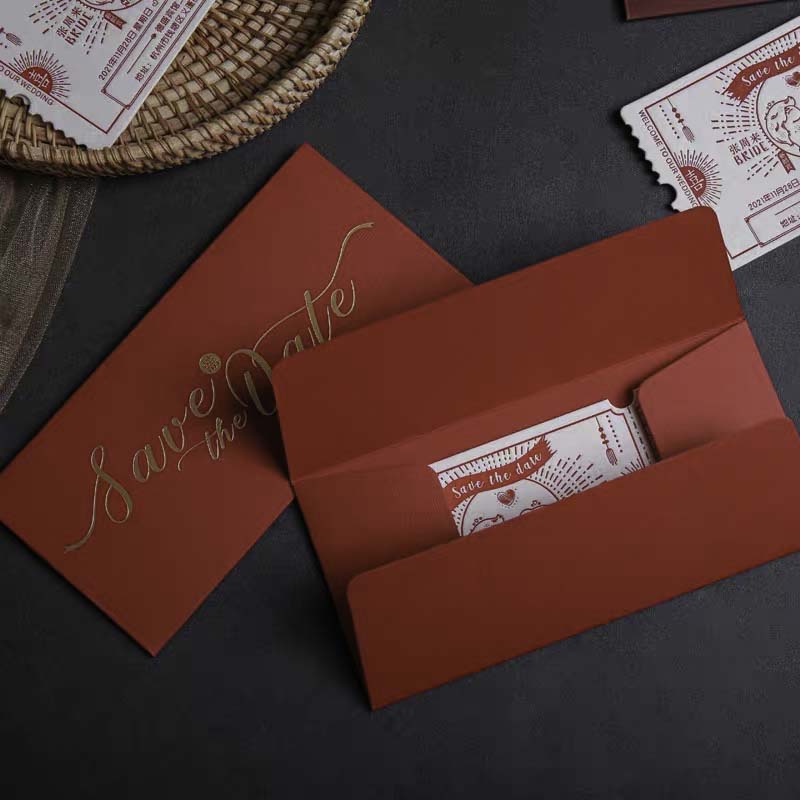 40 PCS Letterpress Cotton Invites with Double Happiness Pocket Design - Blossom Wedding