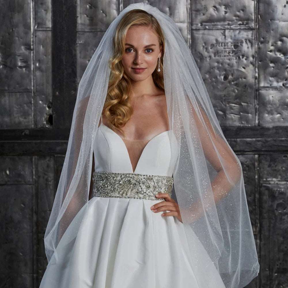 Beautiful Long Wedding Sparking Bridal Veils - Blossom Wedding