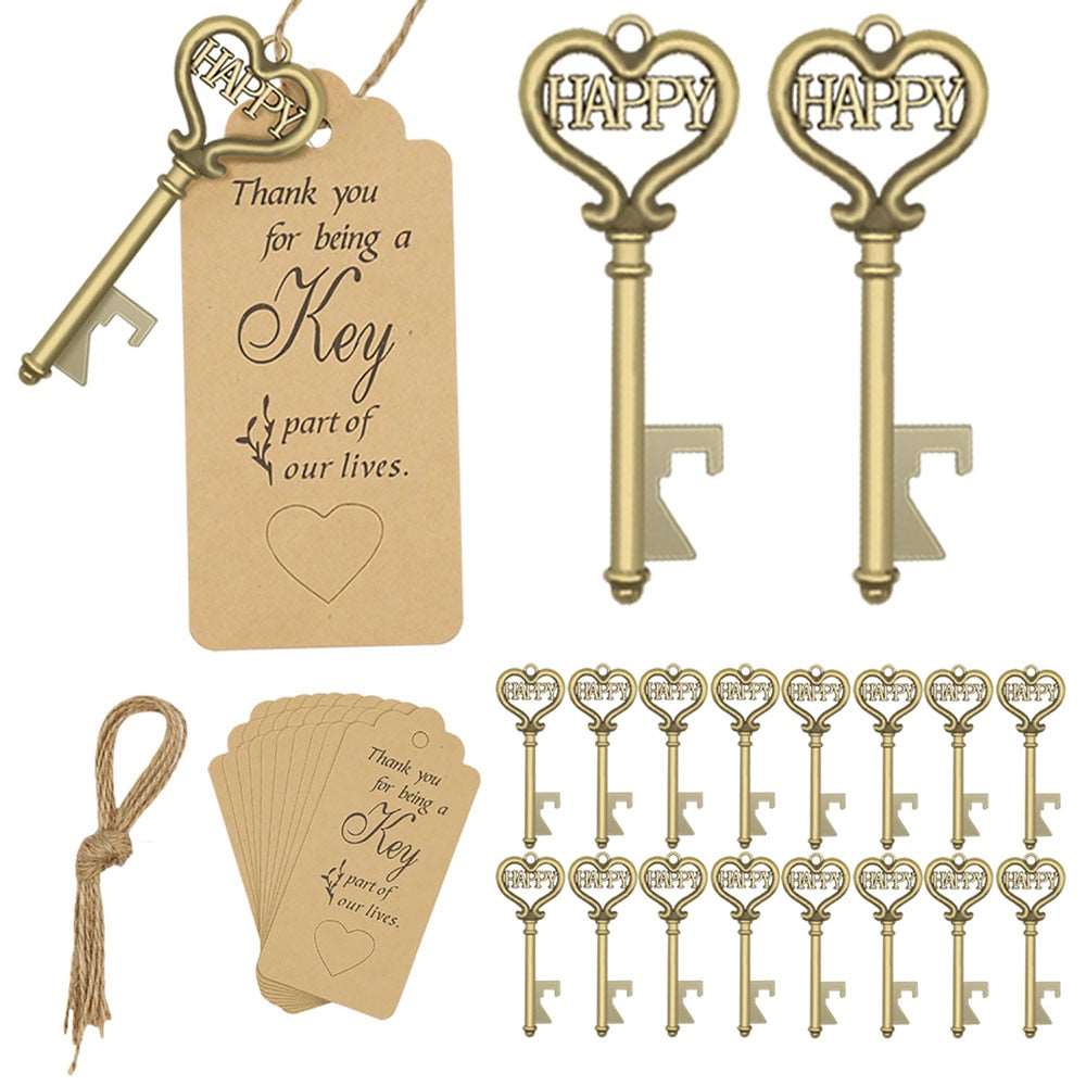 50 Sets Key Bottle Opener Wine Opener with Tags - Blossom Wedding