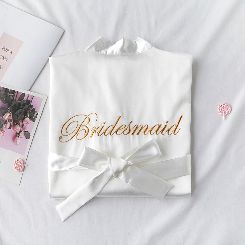Bride and Bridesmaid Robe with Soft Satin Fabric - Blossom Wedding