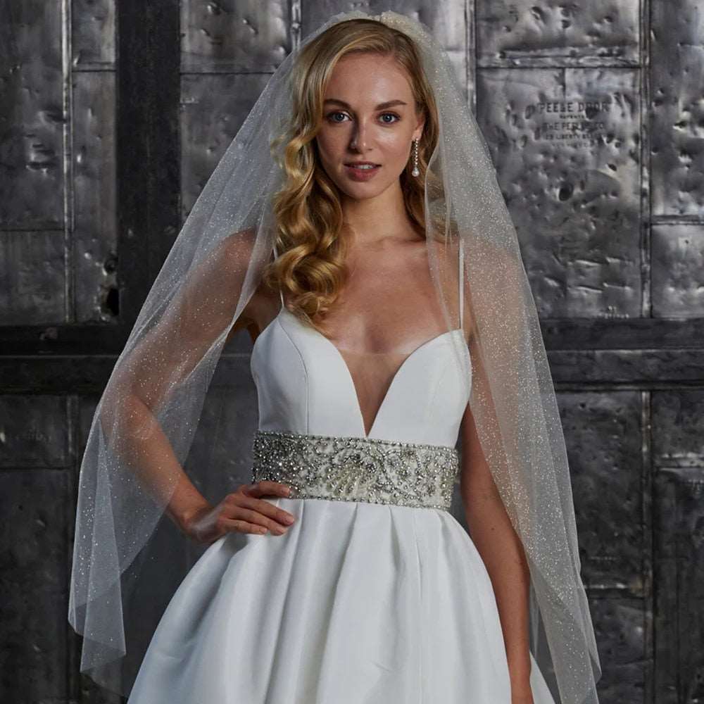 Beautiful Long Wedding Sparking Bridal Veils - Blossom Wedding