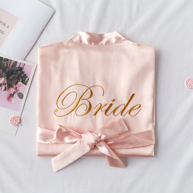 Bride and Bridesmaid Robe with Soft Satin Fabric - Blossom Wedding