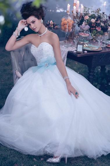 [For Rent ONLY] Cinderella Disney Fairy Tale Wedding Dress in Ivory / Glass Slipper Glass Slipper Belt (Ball Gown) - AA241 - Blossom Wedding