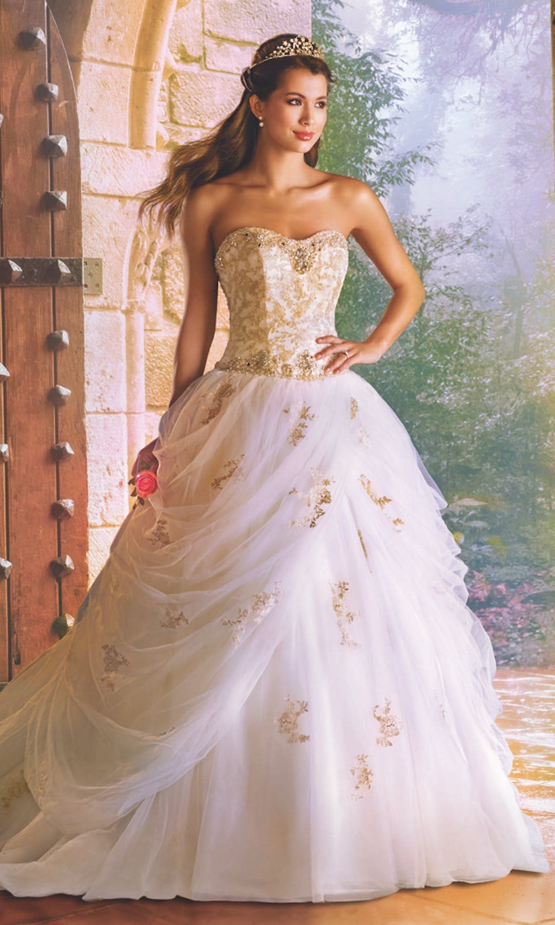 [For Rent ONLY] Belle Disney Fairy Tale Wedding Dress in Ivory /Gold (Ballgown) - AA254 - Blossom Wedding