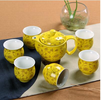 Red & Gold Good Luck Chinese Wedding Tea Cups & Tea Pot for Engagement Ceremony - Blossom Wedding