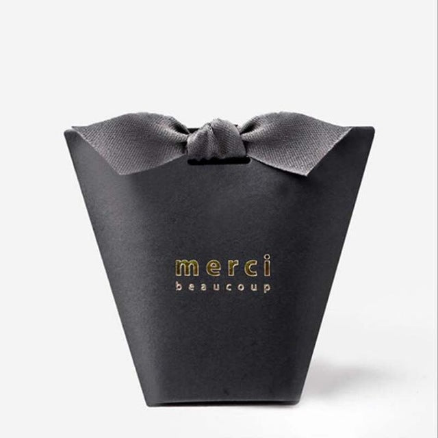 50 PCS French Style Merci Beaucoup Wedding Candy Gift Boxes - Red, Black, White - Blossom Wedding